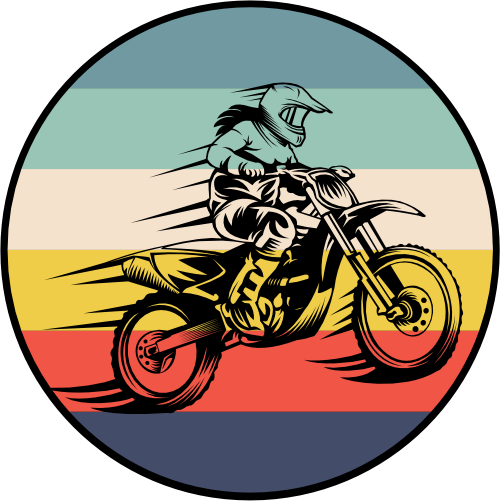 (s307-K) Retro Sunset Motocross Motorcycle Rider