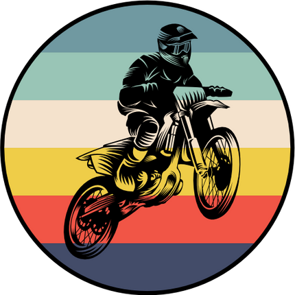(307-01-1L) Retro Sunset Motocross Motorcycle Rider