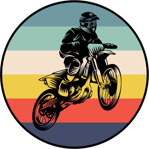 (s307-L) Retro Sunset Motocross Motorcycle Rider