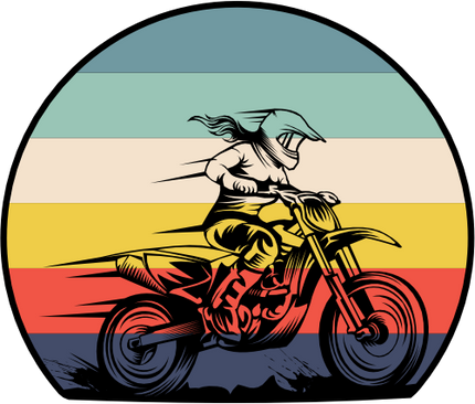 (307-01-1M) Retro Sunset Motocross Motorcycle Rider