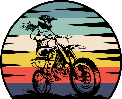 (s307-N) Retro Sunset Motocross Motorcycle Rider