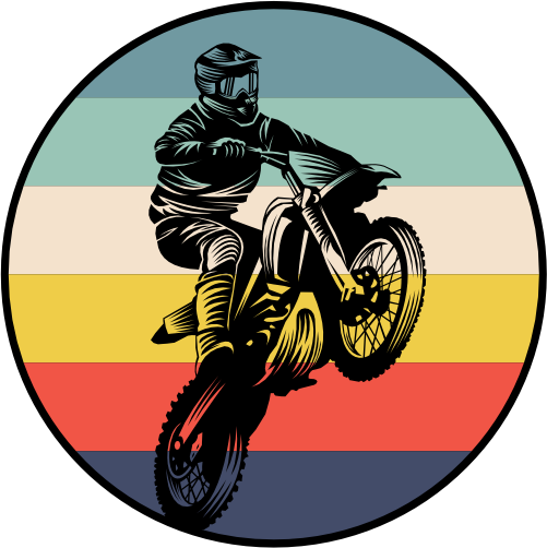 (s307-P) Retro Sunset Motocross Motorcycle Rider