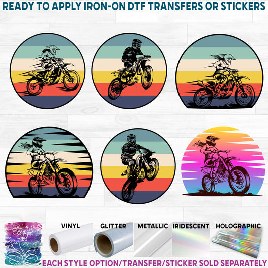 (s307) Retro Sunset Motocross Motorcycle Rider