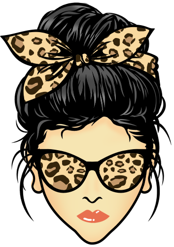 (309-01-1) Messy Bun Mom Leopard Print Sunglasses