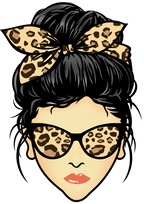 (309-01-1) Messy Bun Mom Leopard Print Sunglasses
