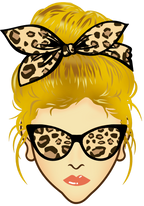 (309-01-1) Messy Bun Mom Leopard Print Sunglasses