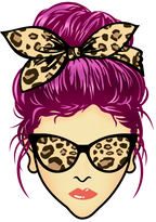 (309-01-1) Messy Bun Mom Leopard Print Sunglasses