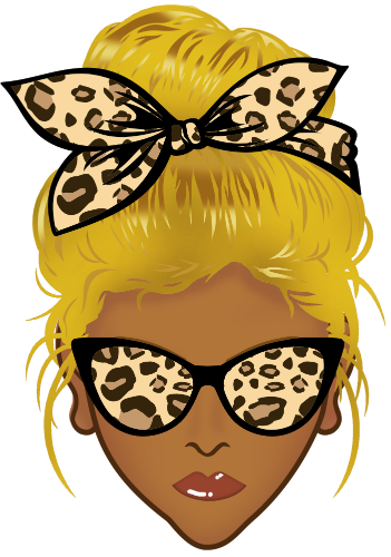(309-01-2) African American Messy Bun Mom Leopard Print Sunglasses
