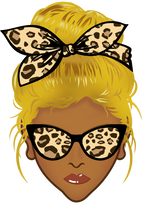 (309-01-2) African American Messy Bun Mom Leopard Print Sunglasses