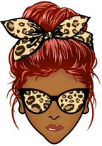 (309-01-2) African American Messy Bun Mom Leopard Print Sunglasses