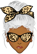 (309-01-2) African American Messy Bun Mom Leopard Print Sunglasses