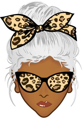 (309-01-2) African American Messy Bun Mom Leopard Print Sunglasses