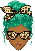 (309-01-2) African American Messy Bun Mom Leopard Print Sunglasses