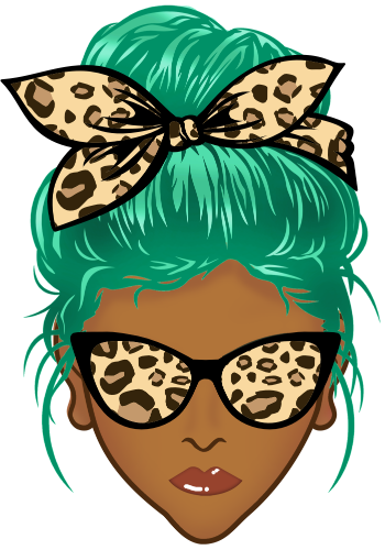 (309-01-2) African American Messy Bun Mom Leopard Print Sunglasses