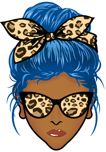(309-01-2) African American Messy Bun Mom Leopard Print Sunglasses