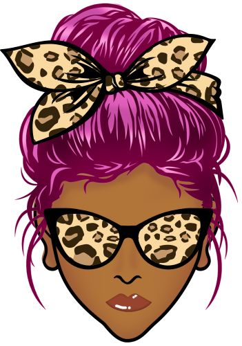 (309-01-2) African American Messy Bun Mom Leopard Print Sunglasses