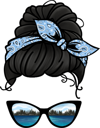 (309-10) Messy Bun Mom Lake Reflection Sunglasses