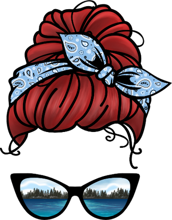 (309-10) Messy Bun Mom Lake Reflection Sunglasses