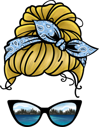 (309-10) Messy Bun Mom Lake Reflection Sunglasses