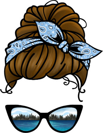 (309-10) Messy Bun Mom Lake Reflection Sunglasses