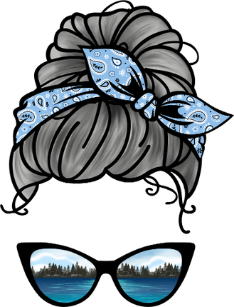 (309-10) Messy Bun Mom Lake Reflection Sunglasses