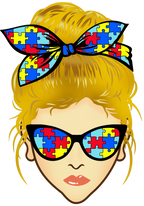 (309-02-1) Messy Bun Mom Autism Puzzle Print Sunglasses