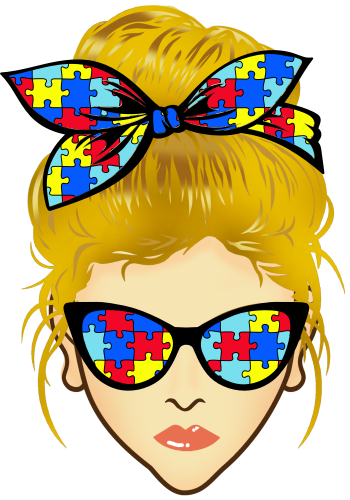 (309-02-1) Messy Bun Mom Autism Puzzle Print Sunglasses
