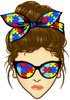 (309-02-1) Messy Bun Mom Autism Puzzle Print Sunglasses