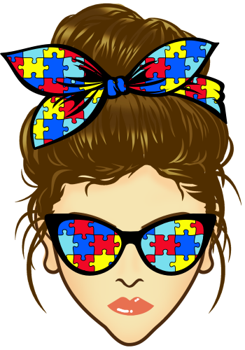 (309-02-1) Messy Bun Mom Autism Puzzle Print Sunglasses