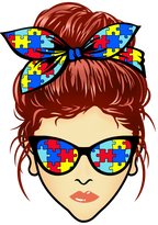 (309-02-1) Messy Bun Mom Autism Puzzle Print Sunglasses
