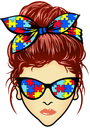 (309-02-1) Messy Bun Mom Autism Puzzle Print Sunglasses