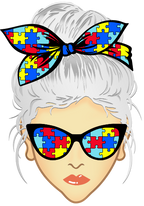 (309-02-1) Messy Bun Mom Autism Puzzle Print Sunglasses