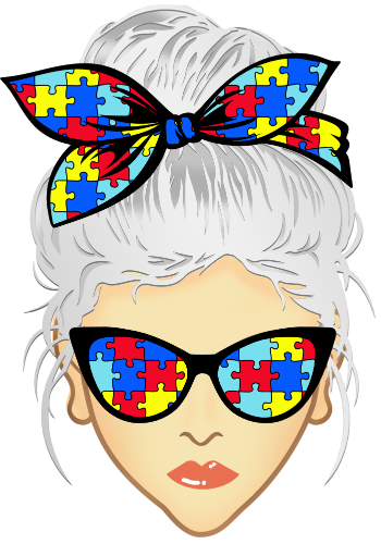 (309-02-1) Messy Bun Mom Autism Puzzle Print Sunglasses