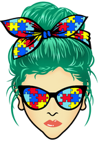 (309-02-1) Messy Bun Mom Autism Puzzle Print Sunglasses
