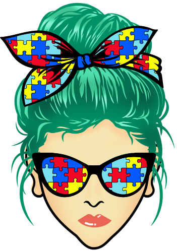 (309-02-1) Messy Bun Mom Autism Puzzle Print Sunglasses