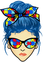 (309-02-1) Messy Bun Mom Autism Puzzle Print Sunglasses