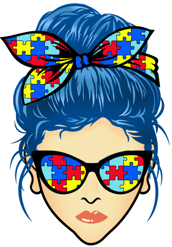 (309-02-1) Messy Bun Mom Autism Puzzle Print Sunglasses