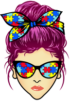 (309-02-1) Messy Bun Mom Autism Puzzle Print Sunglasses