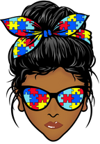 (309-02-2) African American Messy Bun Mom Autism Puzzle Print Sunglasses