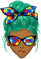 (309-02-2) African American Messy Bun Mom Autism Puzzle Print Sunglasses
