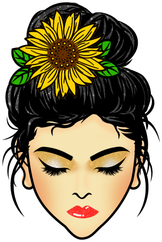 (309-04) Messy Bun Mom Sunflower