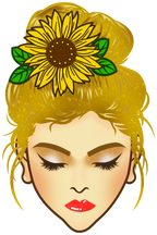 (309-04) Messy Bun Mom Sunflower