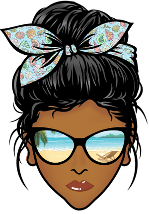 (309-05-2) African American Messy Bun Mom Beach Reflection Sunglasses