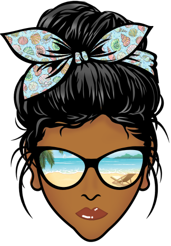 (309-05-2) African American Messy Bun Mom Beach Reflection Sunglasses