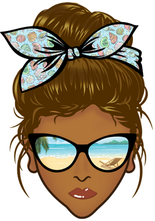 (309-05-2) African American Messy Bun Mom Beach Reflection Sunglasses