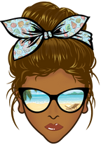 (309-05-2) African American Messy Bun Mom Beach Reflection Sunglasses