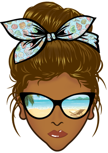 (309-05-2) African American Messy Bun Mom Beach Reflection Sunglasses