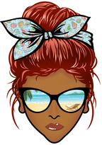 (309-05-2) African American Messy Bun Mom Beach Reflection Sunglasses