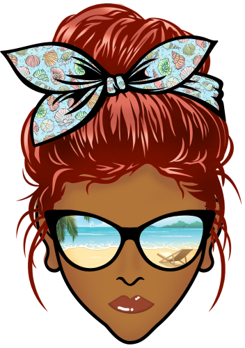 (309-05-2) African American Messy Bun Mom Beach Reflection Sunglasses