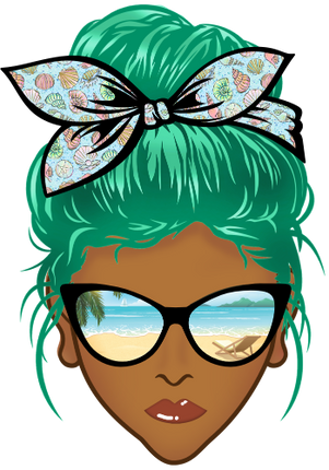 (309-05-2) African American Messy Bun Mom Beach Reflection Sunglasses